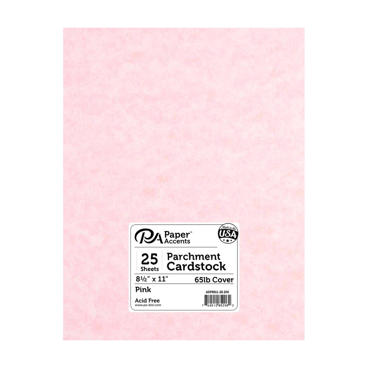 PA Paper Accents Parchment Cardstock 8.5" x 11" Pink, 65lb colored cardstock paper for card making, scrapbooking, printing, quilling and crafts, 25 piece pack